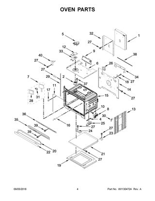 Oven Parts Diagram and Parts List for KODT107ESS03  Whirlpool Wall Oven