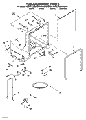 TUB AND FRAME PARTS Diagram and Parts List for KUDP01ILBS0  KitchenAid Dishwasher
