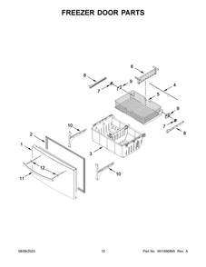 Freezer Door Parts Diagram and Parts List for WRX735SDHB08  Whirlpool Refrigerator