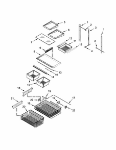 Shelf Parts Diagram and Parts List for IX3HHEXDSM00  Whirlpool Refrigerator