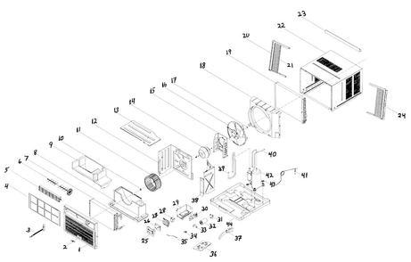Cabinet Diagram and Parts List for ACQ128PV  Whirlpool Air Conditioner