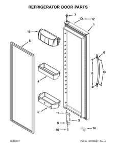 Refrigerator Door Parts Diagram and Parts List for WRS970CIDE01  Whirlpool Refrigerator