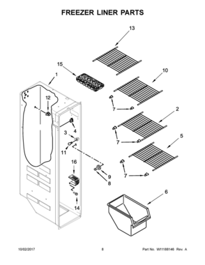 05 - FREEZER LINER PARTS Diagram and Parts List for WRS315SNHM00  Whirlpool Refrigerator