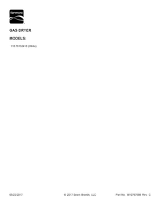 Cover Sheet Diagram and Parts List for 11076132410  Kenmore Dryer