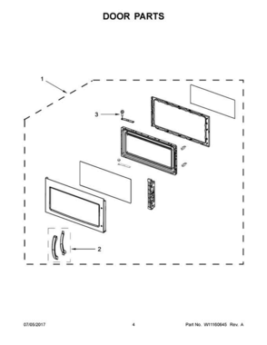 03 - Door Parts Diagram and Parts List for WMH32519CB2  Whirlpool Microwave Oven Combo