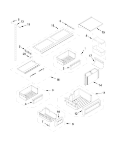 Shelf Parts Diagram and Parts List for KBBL206ESS00  KitchenAid Refrigerator