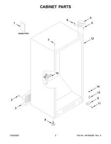 Cabinet Parts Diagram and Parts List for WZF57R16FW09  Whirlpool Freezer