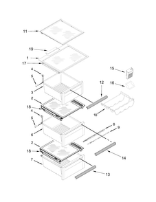 Refrigerator Shelf Parts Diagram and Parts List for KRSC500ESS00  KitchenAid Refrigerator