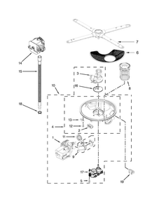 Pump, Washarm And Motor Parts Diagram and Parts List for KDHE404DSS0  KitchenAid Dishwasher