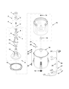 Basket And Tub Parts Diagram and Parts List for 7MWTW1709DM1  Whirlpool Washer