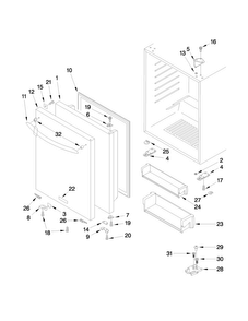 Door Parts Diagram and Parts List for WUR50X24EM00  Whirlpool Refrigerator