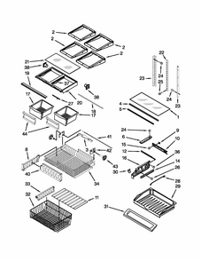 Shelf Parts Diagram and Parts List for 59679533019  Kenmore Refrigerator