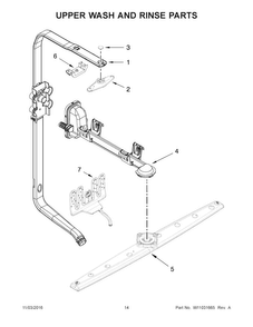 Upper Wash And Rinse Parts Diagram and Parts List for KDTE204EPA3  KitchenAid Dishwasher