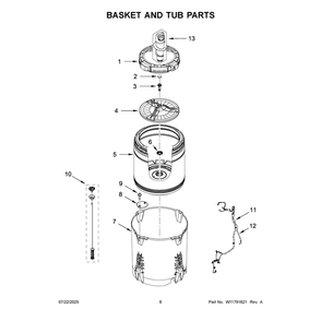Basket And Tub Parts Diagram and Parts List for WTW6157PB1  Whirlpool Washer
