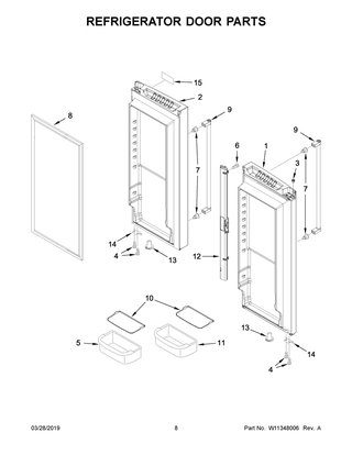 Refrigerator Door Parts Diagram and Parts List for KRFC302EBS02  Whirlpool Refrigerator