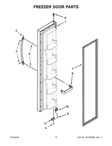 Freezer Door Parts Diagram and Parts List for WRS322FNAB00  Whirlpool Refrigerator