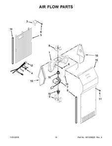 Air Flow Parts Diagram and Parts List for WRS322FNAB00  Whirlpool Refrigerator