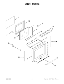 Door Parts Diagram and Parts List for KFEG504KPS4  KitchenAid Range