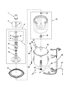 Basket And Tub Parts Diagram and Parts List for 11021182011  Kenmore Washer