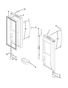Refrigerator Door Parts Diagram and Parts List for WRF535SMBM00  Whirlpool Refrigerator