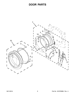 05 - DOOR PARTS Diagram and Parts List for YWED81HEDW0  Whirlpool Dryer