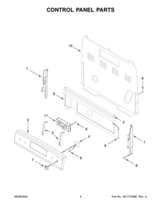 03 - Control Panel Parts Diagram and Parts List for YAER6603SMS1  Whirlpool Wall Oven
