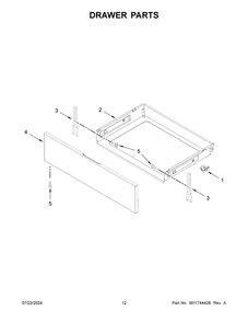 07 - Drawer Parts Diagram and Parts List for WFGS5030RV0  Whirlpool Range