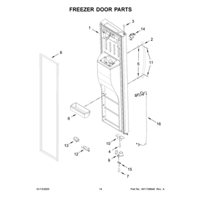 Freezer Door Parts Diagram and Parts List for WRSC5536RZ00  Whirlpool Refrigerator