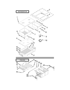 Shelf Parts Diagram and Parts List for 10673003511  Kenmore Refrigerator