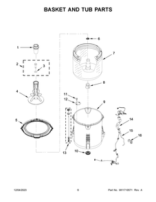 Basket And Tub Parts Diagram and Parts List for 1CWTW4815EW3  Whirlpool Washer
