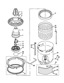 Washplate, Basket And Tub Diagram and Parts List for 11021062000  Kenmore Washer