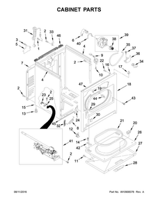 Cabinet Parts Diagram and Parts List for 7MWGD1950EI1  Whirlpool Dryer