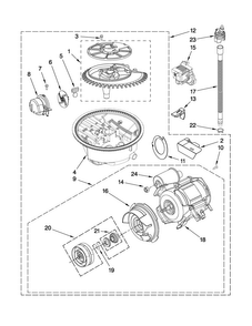 Pump And Motor Parts Diagram and Parts List for KUDL40CVSS2  KitchenAid Dishwasher