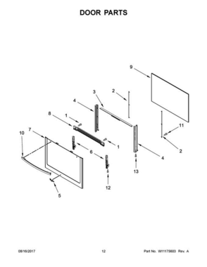 07 - Door Parts Diagram and Parts List for WFG505M0BS3  Whirlpool Range