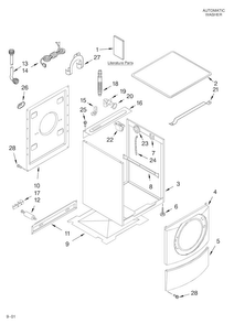 Top And Cabinet/literature Diagram and Parts List for GHW9200LW  Whirlpool Washer