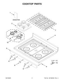 Cooktop Parts Diagram and Parts List for WFG550S0LV5  Whirlpool Range