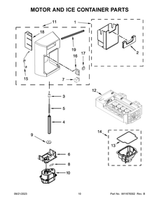 Motor And Ice Container Parts Diagram and Parts List for WRS588FIHV06  Whirlpool Refrigerator