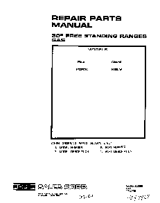 Cover Page-text Only Diagram and Parts List for 1423*0A  Roper Range
