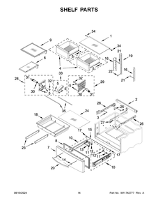 08 - Shelf Parts Diagram and Parts List for WRMF3636RZ00  Whirlpool Refrigerator