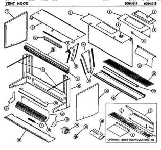 02 - VENT HOOD Diagram and Parts List for 8094014  Whirlpool Microwave Oven Combo