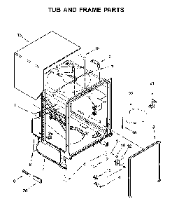 Tub and frame parts Diagram and Parts List for WDT705PAKB0  Whirlpool Dishwasher