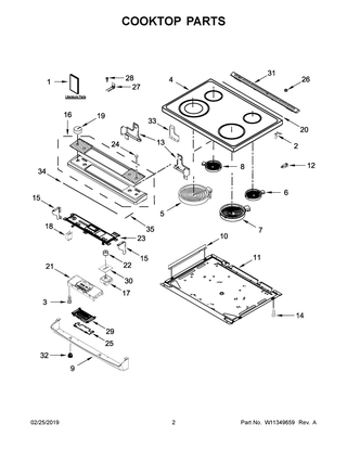 Cooktop Parts Diagram and Parts List for YIEL730CS2  Whirlpool Dryer