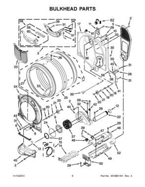 04 - BULKHEAD PARTS Diagram and Parts List for YWED96HEAC1  Whirlpool Dryer