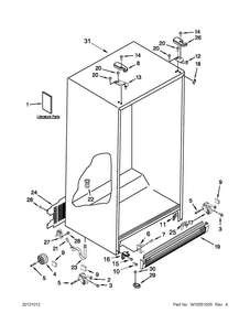 Part Location Diagram of W10400807 Whirlpool HINGE-DOOR