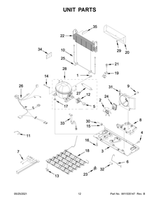 Unit Parts Diagram and Parts List for WRFA32SMHZ05  Whirlpool Refrigerator