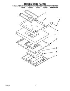Hidden Bake Parts Diagram and Parts List for YKERC507HA0  Whirlpool Range