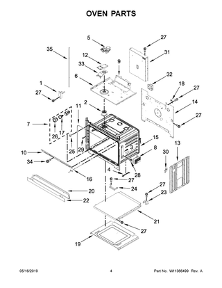Oven Parts Diagram and Parts List for WOS31ES0JS00  Whirlpool Wall Oven