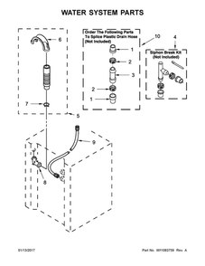 Water System Parts Diagram and Parts List for WGT4027EW1  Whirlpool Washer Dryer Combo