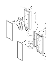 Refrigerator Door Parts Diagram and Parts List for WRF560SFYM01  Whirlpool Refrigerator