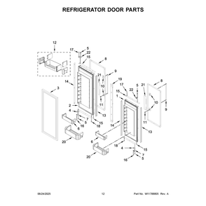Refrigerator Door Parts Diagram and Parts List for KBFN502EBS06  KitchenAid Refrigerator